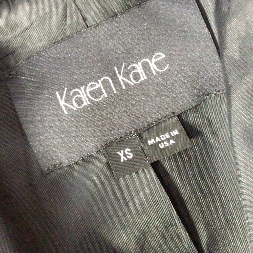 Karen Kane Wool Poly Blend Jacket Brown w Black Fringe Collar & Pockets Size XS - Picture 7 of 7